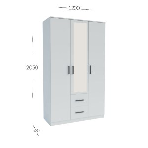 alpha-GR-SIM3D2D-1-828280 ΝΤΟΥΛΑΠΑ ΤΡΙΦΥΛΛΗ SIMPLE 3D2D ΛΕΥΚΗ 120X52X205CM