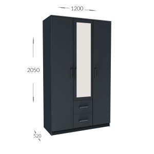 alpha-GR-SIM3D2D-2-828282 ΝΤΟΥΛΑΠΑ ΤΡΙΦΥΛΛΗ SIMPLE 3D2D ΓΡΑΦΙΤΗΣ 120X52X205CM