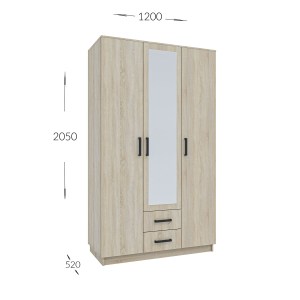 alpha-GR-SIM3D2D-817022 ΝΤΟΥΛΑΠΑ ΤΡΙΦΥΛΛΗ SIMPLE 3D2D ΣΟΝΟΜΑ 120X52X205CM
