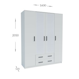 alpha-GR-SIM4D2D-1-828284 ΝΤΟΥΛΑΠΑ ΤΕΤΡΑΦΥΛΛΗ SIMPLE 4D2D ΛΕΥΚΗ 160X52X205CM