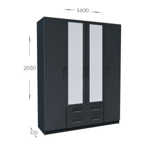 alpha-GR-SIM4D2D-2-828286 ΝΤΟΥΛΑΠΑ ΤΕΤΡΑΦΥΛΛΗ SIMPLE 4D2D ΓΡΑΦΙΤΗΣ 160X52X205CM