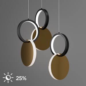 alpha-HU-HJ2181-1E-65607 ΦΩΤΙΣΤΙΚΟ ΚΡΕΜΑΣΤΟ SYMMETRIC 1E LED 45W ΧΡΥΣΟ-ΜΑΥΡΟ Φ25X120CM