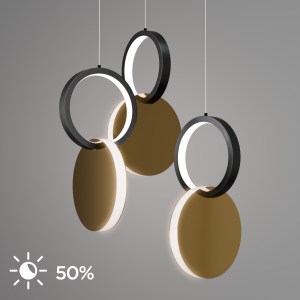 alpha-HU-HJ2181-1E-65608 ΦΩΤΙΣΤΙΚΟ ΚΡΕΜΑΣΤΟ SYMMETRIC 1E LED 45W ΧΡΥΣΟ-ΜΑΥΡΟ Φ25X120CM