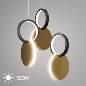 alpha-HU-HJ2181-1E-65609 ΦΩΤΙΣΤΙΚΟ ΚΡΕΜΑΣΤΟ SYMMETRIC 1E LED 45W ΧΡΥΣΟ-ΜΑΥΡΟ Φ25X120CM