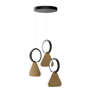 alpha-HU-HJ2181-1F-6483 ΦΩΤΙΣΤΙΚΟ ΚΡΕΜΑΣΤΟ SYMMETRIC 1F LED 45W ΧΡΥΣΟ-ΜΑΥΡΟ Φ25X120CM