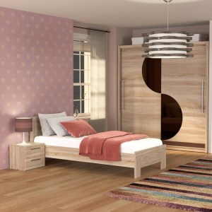 alpha-SOLO90-2327 ΚΡΕΒΑΤΙ SOLO ΜΟΝΟ ΜΕ ΤΑΒΛΕΣ SONOMA MDF ΚΑΜΠΥΛΩΤΟ ΤΕΛΕΙΩΜΑ 90X200CM