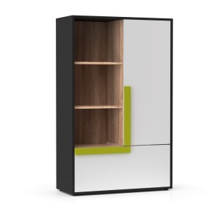 alpha-TO-ALEXSH2D-16086 ΡΑΦΙΕΡΑ ALEX 84X36X133ΕΚ ΓΡΑΦΙΤΗΣ-ΣΟΝΟΜΑ-ΛΕΥΚΟ