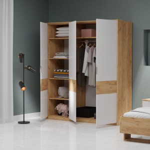alpha-TO-AVANTIWARDROBE-15420 ΝΤΟΥΛΑΠΑ AVANTI ΤΡΙΦΥΛΛΗ ΧΡΥΣΟΣ ΔΡΥΣ-ΛΕΥΚΟ 184.8X65.6X214.2CM
