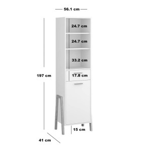 alpha-TO-BELLE1D1SWHITE-2957066 ΒΙΒΛΙΟΘΗΚΗ BELLE ΛΕΥΚΟ 41X41X197CM