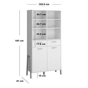 alpha-TO-BELLE2D2SWHITE-2957071 ΒΙΒΛΙΟΘΗΚΗ BELLE ΛΕΥΚΟ 102.5X41X197CM
