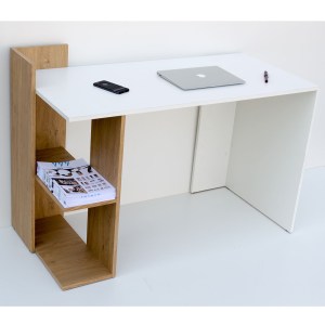 alpha-TO-DESKHOSHELF-16107 ΓΡΑΦΕΙΟ HO SHELF ΛΕΥΚΟ-ΜΕ ΦΥΣΙΚΟ ΜΟΝΤΕΡΝΑ ΣΧΕΔΙΑΣΗ 120X55X85ΕΚ