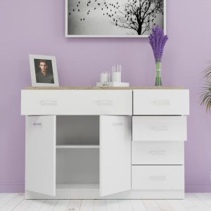 alpha-TO-KOM2D5SWH-16733 ΜΠΟΥΦΕΣ 120X33X85ΕΚ TOP MIX2D5S ΛΕΥΚΟ-SONOMA ΜΕ 5 ΣΥΡΤΑΡΙΑ