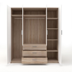 alpha-TO-RIC4D3S-16009 ΝΤΟΥΛΑΠΑ ΤΕΤΡΑΦΥΛΛΗ RICO ΛΕΥΚΗ-SONOMA 180X62X206CM