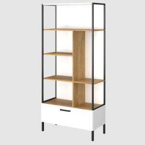alpha-TO-SANT1SWH-3890 ΒΙΒΛΙΟΘΗΚΗ SANTES ΧΡΥΣΟ ΔΡΥΣ-ΛΕΥΚΟ 90X42X197.5CM