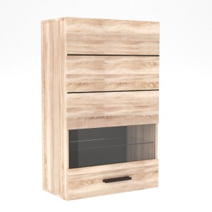 alpha-TO-SOLO21W-2990 ΒΙΤΡΙΝΑ SOLO ΜΟΝΟΦΥΛΛΗ 65X35X109 SONOMA ΜΕ ΛΕΠΤΟΜΕΡΕΙΕΣ WENGE ΚΑΙ MDF ΚΑΜΠΥΛΩΤΟ ΤΕΛΕΙΩΜΑ