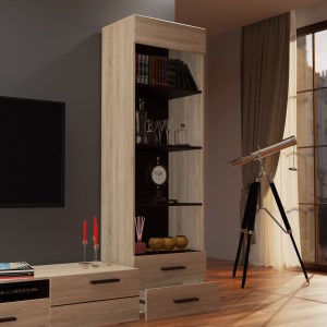 alpha-TO-SOLO2S-16418 ΒΙΒΛΙΟΘΗΚΗ SOLO 2S 60X41X197 SONOMA ΜΕ WENGE ΚΑΙ MDF ΚΑΜΠΥΛΩΤΟ ΤΕΛΕΙΩΜΑ