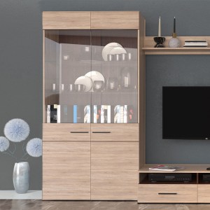 alpha-TO-SOLO2W-1348916 ΒΙΤΡΙΝΑ ΔΙΦΥΛΛΗ SOLO 100X41X197CM SONOMA ΜΕ WENGE ΚΑΙ MDF ΚΑΜΠΥΛΩΤΟ ΤΕΛΕΙΩΜΑ ΣΤΙΣ ΠΟΡΤΕΣ
