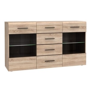 alpha-TO-SOLO2W4S-14142 ΜΠΟΥΦΕΣ SOLO 150X41X82CM SONOMA ΜΕ WENGE ΚΑΙ MDF ΚΑΜΠΥΛΩΤΟ ΤΕΛΕΙΩΜΑ ΣΤΙΣ ΠΟΡΤΕΣ