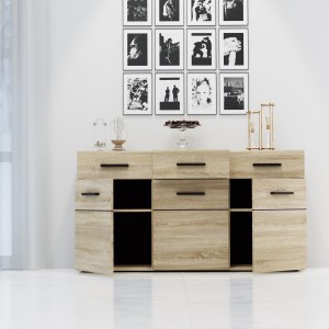 alpha-TO-SOLO3D3S-14152 ΜΠΟΥΦΕΣ SOLO 150X41X82CM SONOMA ΜΕ WENGE ΚΑΙ MDF ΚΑΜΠΥΛΩΤΟ ΤΕΛΕΙΩΜΑ ΣΤΙΣ ΠΟΡΤΕΣ