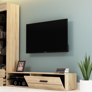 alpha-TO-SOLOTV1D-16406 ΕΠΙΠΛΟ TV SOLO 163X41X38CM SONOMA ΜΕ WENGE ΚΑΙ MDF ΚΑΜΠΥΛΩΤΟ ΤΕΛΕΙΩΜΑ ΣΤΙΣ ΠΟΡΤΕΣ