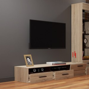 alpha-TO-SOLOTV2S1DL-16412 ΕΠΙΠΛΟ TV SOLO 180X52X34 ΑΡΙΣΤΕΡΟ SONOMA-WENGE MDF ΚΑΜΠΥΛΩΤΟ ΤΕΛΕΙΩΜΑ ΣΤΙΣ ΠΟΡΤΕΣ