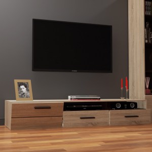 alpha-TO-SOLOTV2S1DP-16414 ΕΠΙΠΛΟ TV SOLO 180X52X34CM ΔΕΞΙ SONOMA-WENGE MDF ΚΑΜΠΥΛΩΤΟ ΤΕΛΕΙΩΜΑ ΣΤΙΣ ΠΟΡΤΕΣ