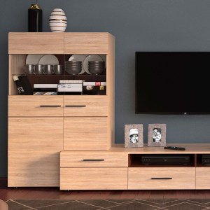 alpha-TO-SOLOTV2WL-1348919 ΚΡΕΜΑΣΤΗ ΒΙΤΡΙΝΑ ΔΙΦΥΛΛΗ SOLO ΑΡΙΣΤΕΡΗ 2W 90X41X136 SONOMA WENGE