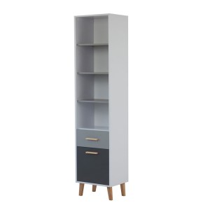 alpha-TO-TIMMY1D1S-14622 ΒΙΒΛΙΟΘΗΚΗ TIMMY ΛΕΥΚΟ-ΓΡΑΦΙΤΗ-ΓΚΡΙ 46.8X36X199CM