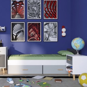 alpha-TO-TIMMYBED2S90-14630 ΚΡΕΒΑΤΙ TIMMY ΛΕΥΚΟ-ΓΡΑΦΙΤΗ-ΓΚΡΙ ΧΩΡΙΣ ΠΑΤΩΜΑ 90X200CM