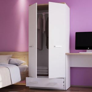 alpha-TO-TOP2D1S80W-16437 ΝΤΟΥΛΑΠΑ ΔΙΦΥΛΛΗ TOP MIX ΛΕΥΚΗ ΜΕ SONOMA 80X57X183CM