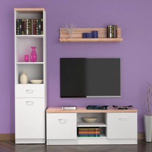 alpha-TO-TOPMIXSET2-3043 ΣΥΝΘΕΣΗ ΤΗΛΕΟΡΑΣΗΣ TOP MIX 160X42X183CM ΛΕΥΚΟ-SONOMA