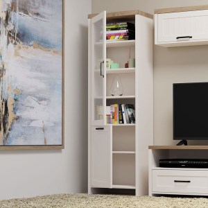 alpha-TO-VERNEWIT1W1D-16606 ΒΙΤΡΙΝΑ VERNE ΜΟΝΟΦΥΛΛΗ 59.7X37.2X191.6CM ΛΕΥΚΟ-ΦΥΣΙΚΟΣ ΔΡΥΣ