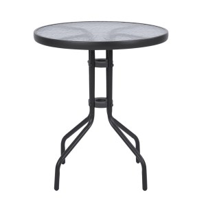 alpha-ZZ-A0602713-2958103 ΤΡΑΠΕΖΙ ADAM ΓΚΡΙ ΜΕ ΓΥΑΛΙΝΗ ΕΠΙΦΑΝΕΙΑ Φ60X68CM