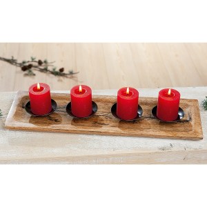 Artelibre - 05160031 ΚΗΡΟΠΗΓΙΟ ΒΑΣΗ 4ΘΕΣΙΟ ΦΥΣΙΚΟ/ΜΑΥΡΟ ΜΕΤΑΛΛΟ/ΞΥΛΟ 15X46X2CM