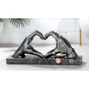 Artelibre - 05160241 ΔΙΑΚΟΣΜΗΤΙΚΟ STEAMPUNK ΧΕΡΙΑ ΣΧΗΜΑΤΙΖΟΥΝ ΚΑΡΔΙΑ ΑΣΗΜΙ POLYRESIN 9.5X35X16CM