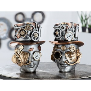 Artelibre - 05160246 ΔΙΑΚΟΣΜΗΤΙΚΟ STEAMPUNK ΑΝΔΡΙΚΟ ΠΡΟΣΩΠΟ ΑΣΗΜΙ POLYRESIN 18X16X20CM