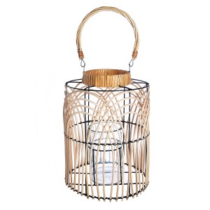 Artelibre - 05160669 ΦΑΝΑΡΙ ΦΥΣΙΚΟ/ΜΑΥΡΟ RATTAN/ΜΕΤΑΛΛΟ 33CM