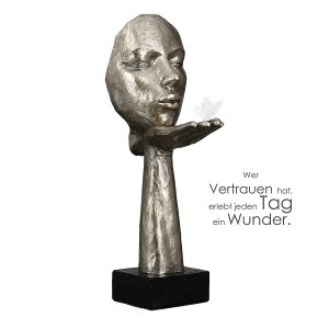 Artelibre - 05160833 ΔΙΑΚΟΣΜΗΤΙΚΟ ARTELIBRE ΠΡΟΣΩΠΟ ΚΡΑΤΕΙ ΠΕΤΑΛΟΥΔΑ ΣΕ ΒΑΣΗ ΑΣΗΜΙ/ΜΑΥΡΟ POLYRESIN 16.5X10X34CM