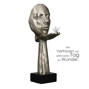 Artelibre - 05160833 ΔΙΑΚΟΣΜΗΤΙΚΟ ARTELIBRE ΠΡΟΣΩΠΟ ΚΡΑΤΕΙ ΠΕΤΑΛΟΥΔΑ ΣΕ ΒΑΣΗ ΑΣΗΜΙ/ΜΑΥΡΟ POLYRESIN 16.5X10X34CM