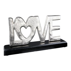 Artelibre - 05160877 ΔΙΑΚΟΣΜΗΤΙΚΟ ARTELIBRE LOVE ΣΕ ΒΑΣΗ ΑΣΗΜΙ/ΜΑΥΡΟ ΑΛΟΥΜΙΝΙΟ/ΞΥΛΟ 28X5X14CM