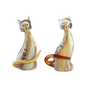Artelibre - 05161357 GLASART ΦΙΓΟΥΡΑ CAT ΓΥΑΛΙΝΟ BROWN ORANGE PU PCS. ASSORTED 10X6X18CM