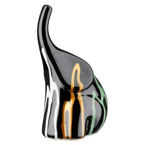 Artelibre - 05161380  FIGURE ELEPHANT CERAMIC BLACK 12X8X19CM 12X8X19CM