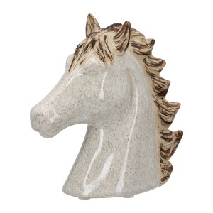 Artelibre - 05161429  SCULPTURE HORSE CERAMIC BEIGE 14X6X14CM 14X6X14CM