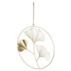 Artelibre - 05161438  ΚΡΕΜΑΣΤΡΑ ΣΤΡΟΓΓΥΛΟ GINKGO MOTIF ΜΕΤΑΛΛΙΚΟ ΧΡΥΣΟ ΧΡΩΜΑ 34X0X49CM 34X0X49CM