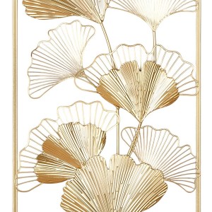 Artelibre - 05161440  ΑΝΑΓΛΥΦΟ ΤΟΙΧΟΥ ΟΡΘΟΓΩΝΙΟ GINKGO MOTIF ΜΕΤΑΛΛΙΚΟ ΧΡΥΣΟ ΧΡΩΜΑ 30X1X60CM 30X1X60CM