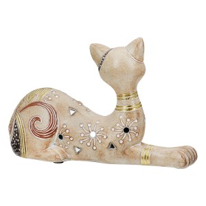 Artelibre - 05161447 FIGURE CAT SYNTHETIC RESIN ΑΝΟΙΧΤΟ ΚΑΦΕ 21X8X12CM 21X8X12CM