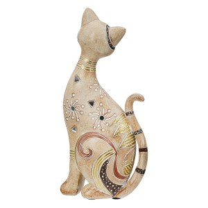 Artelibre - 05161448  FIGURE CAT SYNTHETIC RESIN ΑΝΟΙΧΤΟ ΚΑΦΕ 11X10X23CM 11X10X23CM