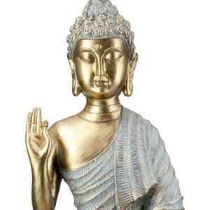 Artelibre - 05161449  ΦΙΓΟΥΡΑ BUDDHA ΣΥΝΘΕΤΙΚΗ ΡΗΤΙΝΗ ΓΚΡΙ ΧΡΥΣΟ ΧΡΩΜΑ 16X8X25CM 16X8X25CM