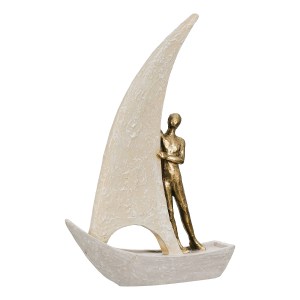 Artelibre - 05161463  FIGURE BOAT MAN MOTIF ΣΥΝΘΕΤΙΚΗ ΡΗΤΙΝΗ ΧΡΥΣΟ ΧΡΩΜΑ ΑΣΗΜΙ ΧΡΩΜΑ 2 ΠΟΙΚΙΛΙΑ 20X6X29CM 20X6X29CM