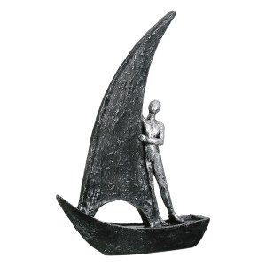 Artelibre - 05161463  FIGURE BOAT MAN MOTIF ΣΥΝΘΕΤΙΚΗ ΡΗΤΙΝΗ ΧΡΥΣΟ ΧΡΩΜΑ ΑΣΗΜΙ ΧΡΩΜΑ 2 ΠΟΙΚΙΛΙΑ 20X6X29CM 20X6X29CM
